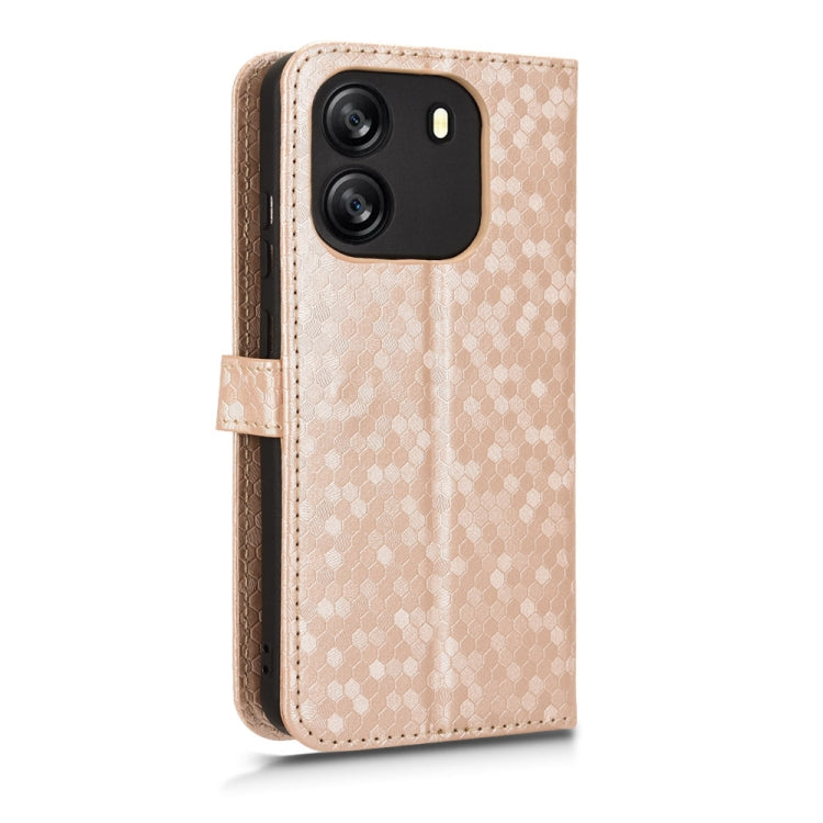 For Blackview Wave 6C Honeycomb Dot Texture Leather Phone Case(Gold) - More Brand by buy2fix | Online Shopping UK | buy2fix