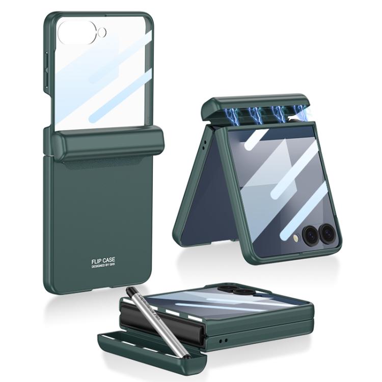 For Samsung Galaxy Z Flip7 5G GKK Integrated Magnetic Full Coverage Flip Phone Case with Pen Box+Pen(Night Green) - Galaxy Z Flip7 5G Cases by GKK | Online Shopping UK | buy2fix