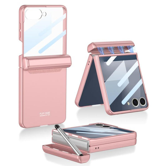 For Samsung Galaxy Z Flip7 5G GKK Integrated Magnetic Full Coverage Flip Phone Case with Pen Box+Pen(Pink) - Galaxy Z Flip7 5G Cases by GKK | Online Shopping UK | buy2fix