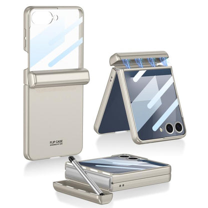 For Samsung Galaxy Z Flip7 5G GKK Integrated Magnetic Full Coverage Flip Phone Case with Pen Box+Pen(Gray) - Galaxy Z Flip7 5G Cases by GKK | Online Shopping UK | buy2fix