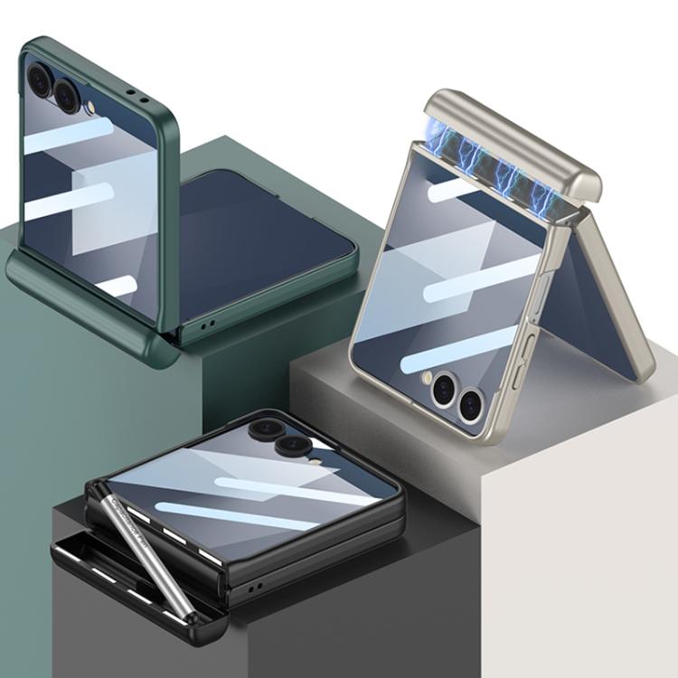 For Samsung Galaxy Z Flip7 5G GKK Integrated Magnetic Full Coverage Flip Phone Case with Pen Box+Pen(Gray) - Galaxy Z Flip7 5G Cases by GKK | Online Shopping UK | buy2fix
