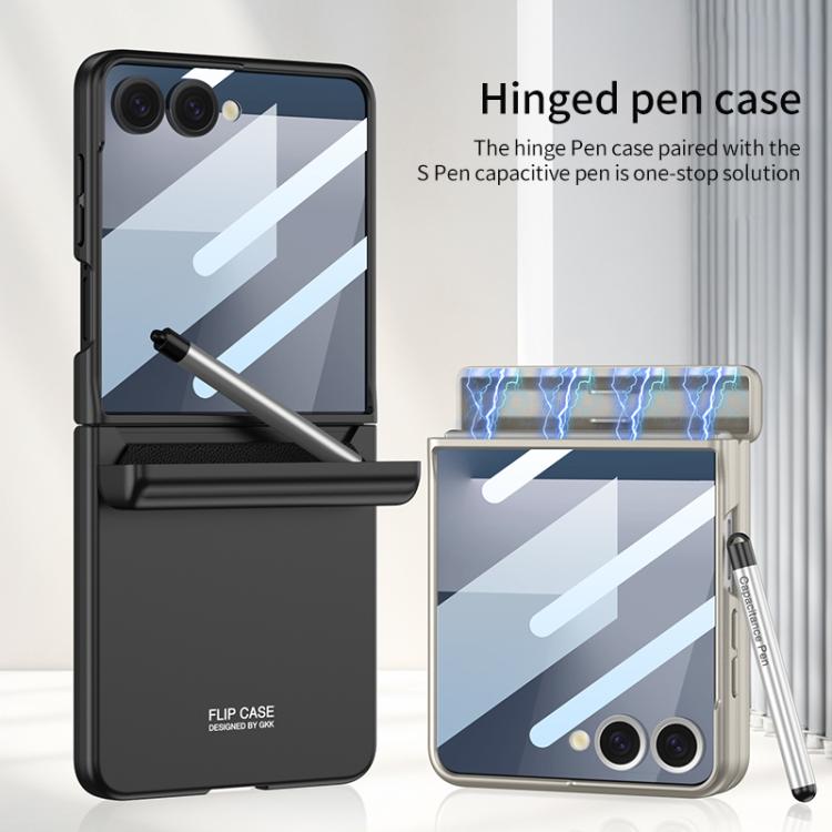 For Samsung Galaxy Z Flip7 5G GKK Integrated Magnetic Full Coverage Flip Phone Case with Pen Box+Pen(Gray) - Galaxy Z Flip7 5G Cases by GKK | Online Shopping UK | buy2fix