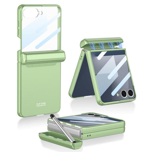 For Samsung Galaxy Z Flip7 5G GKK Integrated Magnetic Full Coverage Flip Phone Case with Pen Box+Pen(Green) - Galaxy Z Flip7 5G Cases by GKK | Online Shopping UK | buy2fix