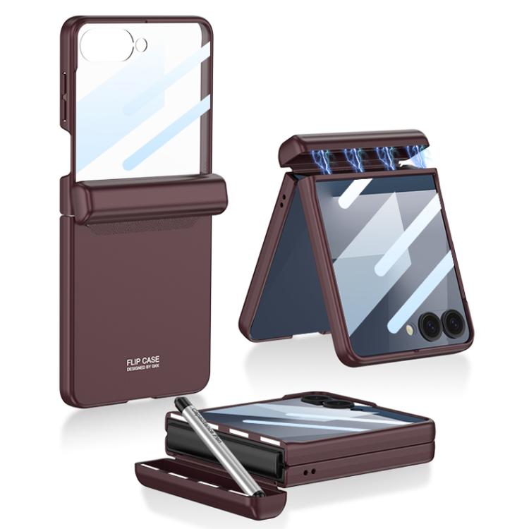 For Samsung Galaxy Z Flip7 5G GKK Integrated Magnetic Full Coverage Flip Phone Case with Pen Box+Pen(Wine Red) - Galaxy Z Flip7 5G Cases by GKK | Online Shopping UK | buy2fix