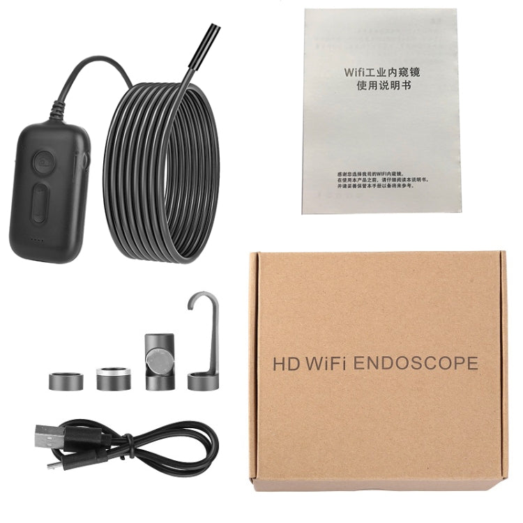 Y15 3.9mm Single Camera WiFi Connected Hard Cable HD Industrial Endoscope, Length:5m(Black) -  by buy2fix | Online Shopping UK | buy2fix