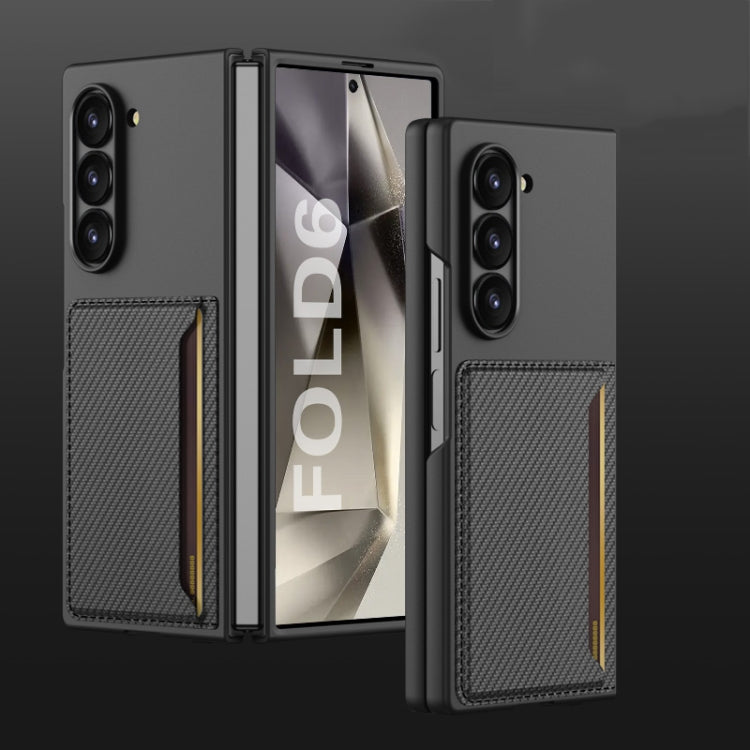 For Samsung Galaxy Z Fold6 GKK Integrated Ultra-thin Card Slots Phone Case(Carbon Fiber Texture) by GKK
