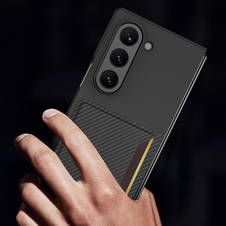 For Samsung Galaxy Z Fold6 GKK Integrated Ultra-thin Card Slots Phone Case(Carbon Fiber Texture) by GKK