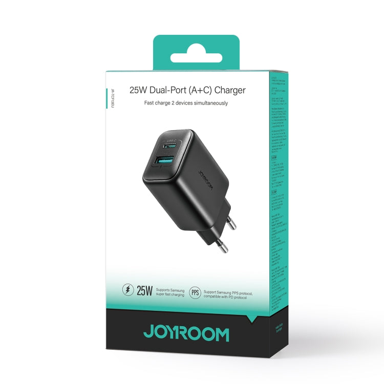 JOYROOM JR-TCF13 25W Dual Ports USB + Type-C Charger, Plug:EU Plug(Black) - USB Charger by JOYROOM | Online Shopping UK | buy2fix