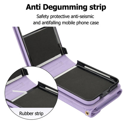 For Motorola Razr 40 Splicing Rhombic Texture Phone Case with Long & Short Lanyard(Purple) by buy2fix