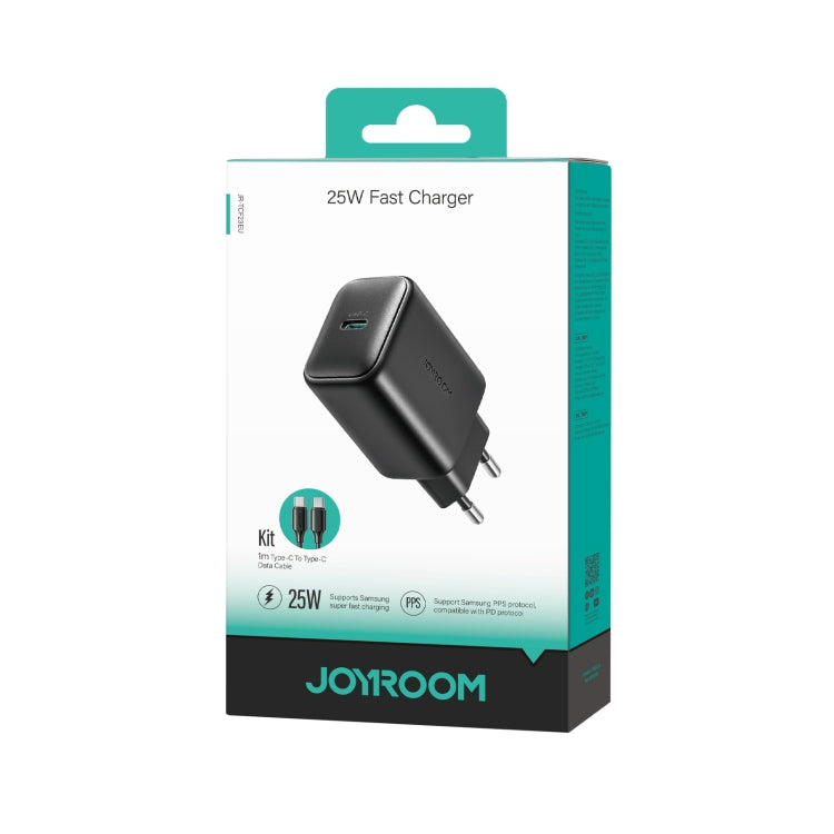 JOYROOM JR-TCF23 25W USB-C / Type-C Port Fast Charger Kit with Type-C to Type-C Cable, Plug:EU Plug(Black) - USB Charger by JOYROOM | Online Shopping UK | buy2fix