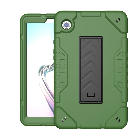 For Samsung Galaxy Tab A11+ / A9+ Armor Holder Silicone Hybrid PC Tablet Case(Army Green Black)