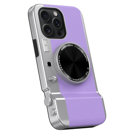 For iPhone 15 Pro Max 3D Retro Bluetooth Camera Magsafe Mirror Phone Case(Lavender Purple) - iPhone 15 Pro Max Cases by buy2fix | Online Shopping UK | buy2fix