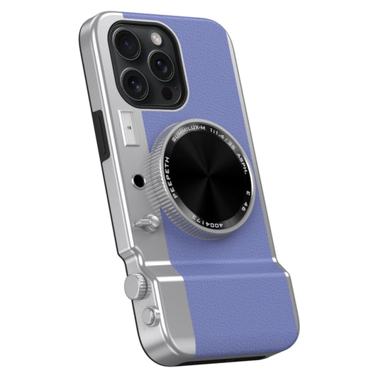 For iPhone 15 Pro 3D Retro Bluetooth Camera Magsafe Mirror Phone Case(Purple Blue) - iPhone 15 Pro Cases by buy2fix | Online Shopping UK | buy2fix