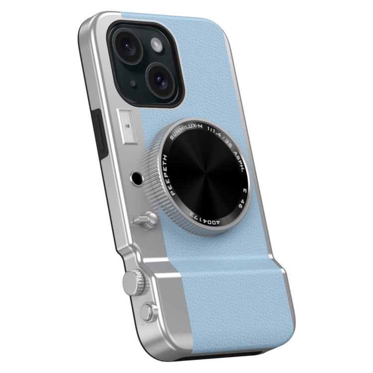 For iPhone 15 3D Retro Bluetooth Camera Magsafe Mirror Phone Case(Light Blue) - iPhone 15 Cases by buy2fix | Online Shopping UK | buy2fix