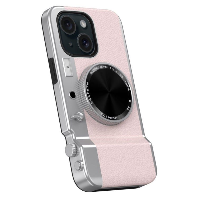 For iPhone 15 3D Retro Bluetooth Camera Magsafe Mirror Phone Case(Pink) - iPhone 15 Cases by buy2fix | Online Shopping UK | buy2fix