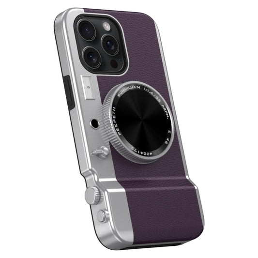 For iPhone 14 Pro Max 3D Retro Bluetooth Camera Magsafe Mirror Phone Case(Dark Purple) - iPhone 14 Pro Max Cases by buy2fix | Online Shopping UK | buy2fix