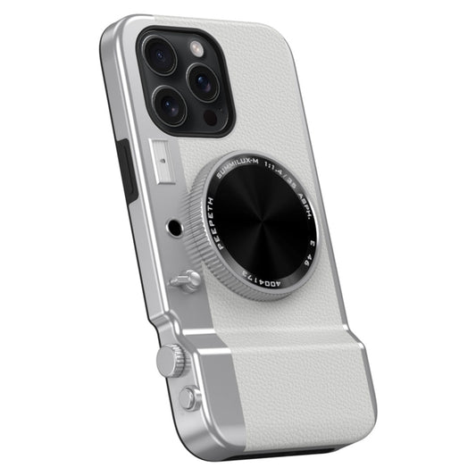 For iPhone 14 Pro Max 3D Retro Bluetooth Camera Magsafe Mirror Phone Case(White) - iPhone 14 Pro Max Cases by buy2fix | Online Shopping UK | buy2fix
