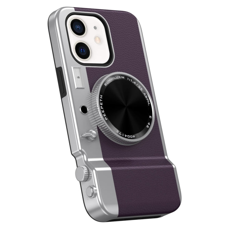 For iPhone 12 3D Retro Bluetooth Camera Magsafe Mirror Phone Case(Dark Purple) - iPhone 12 / 12 Pro Cases by buy2fix | Online Shopping UK | buy2fix