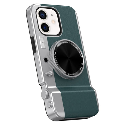 For iPhone 12 3D Retro Bluetooth Camera Magsafe Mirror Phone Case(Dark Green) - iPhone 12 / 12 Pro Cases by buy2fix | Online Shopping UK | buy2fix