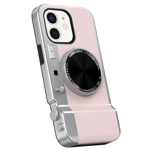 For iPhone 12 3D Retro Bluetooth Camera Magsafe Mirror Phone Case(Pink) - iPhone 12 / 12 Pro Cases by buy2fix | Online Shopping UK | buy2fix