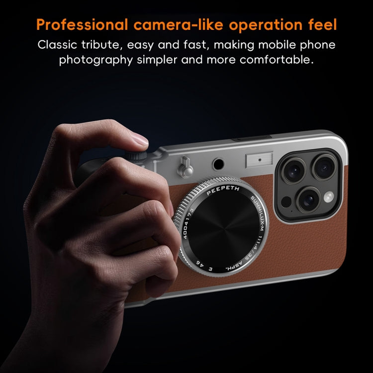 For iPhone 15 Pro Max 3D Retro Bluetooth Camera Magsafe Mirror Phone Case(Brown) - iPhone 15 Pro Max Cases by buy2fix | Online Shopping UK | buy2fix