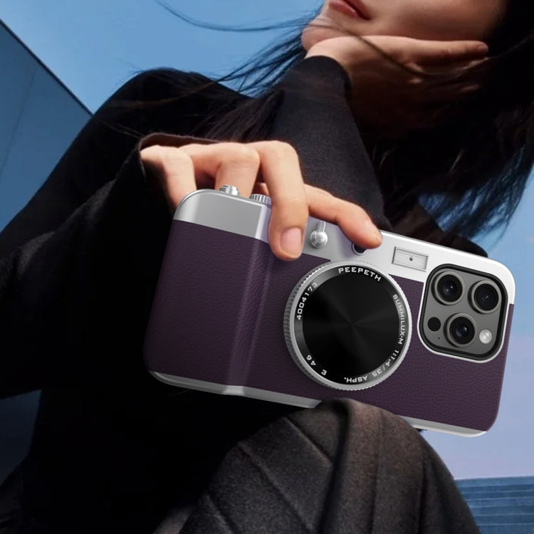 For iPhone 14 Pro Max 3D Retro Bluetooth Camera Magsafe Mirror Phone Case(Purple Blue) - iPhone 14 Pro Max Cases by buy2fix | Online Shopping UK | buy2fix