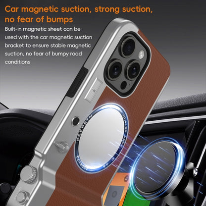 For iPhone 14 Pro Max 3D Retro Bluetooth Camera Magsafe Mirror Phone Case(Brown) - iPhone 14 Pro Max Cases by buy2fix | Online Shopping UK | buy2fix