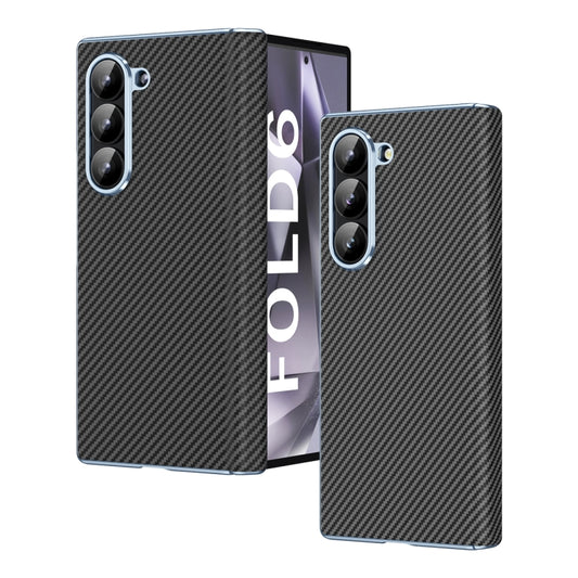 For Samsung Galaxy Z Fold6 5G Electroplated Carbon Fiber Pattern Folding Phone Case with Hinge(Black) - Galaxy Z Fold6 5G Cases by buy2fix | Online Shopping UK | buy2fix