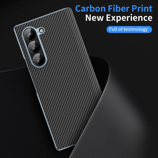 For Samsung Galaxy Z Fold6 5G Electroplated Carbon Fiber Pattern Folding Phone Case with Hinge(Black) - Galaxy Z Fold6 5G Cases by buy2fix | Online Shopping UK | buy2fix