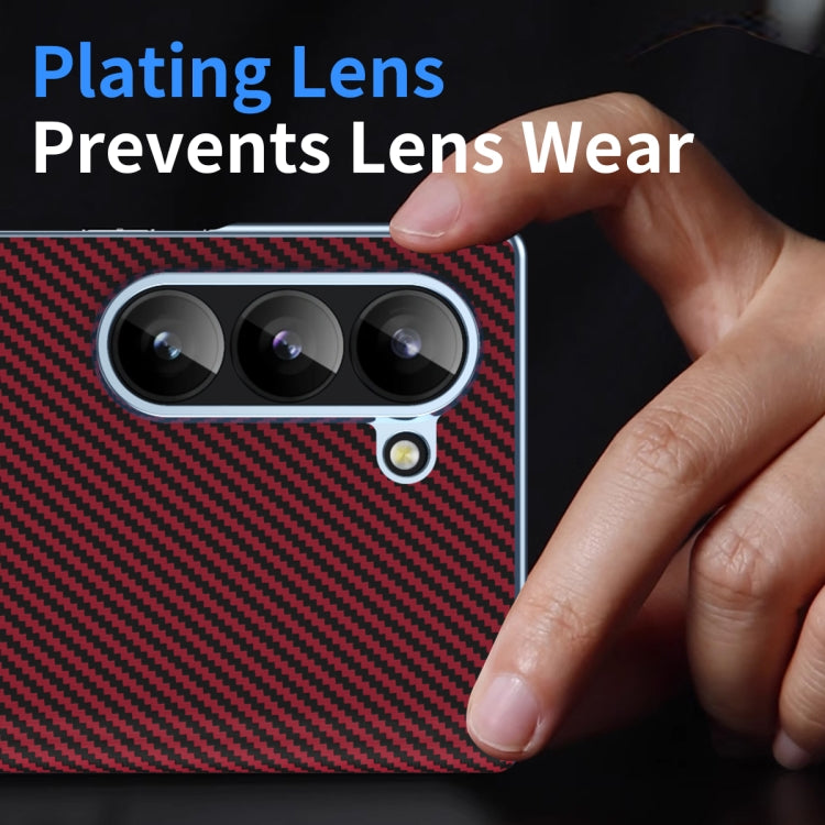 For Samsung Galaxy Z Fold6 5G Electroplated Carbon Fiber Pattern Folding Phone Case with Hinge(Red) - Galaxy Z Fold6 5G Cases by buy2fix | Online Shopping UK | buy2fix