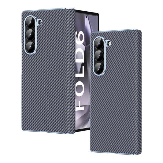 For Samsung Galaxy Z Fold6 5G Electroplated Carbon Fiber Pattern Folding Phone Case with Hinge(Grey) - Galaxy Z Fold6 5G Cases by buy2fix | Online Shopping UK | buy2fix