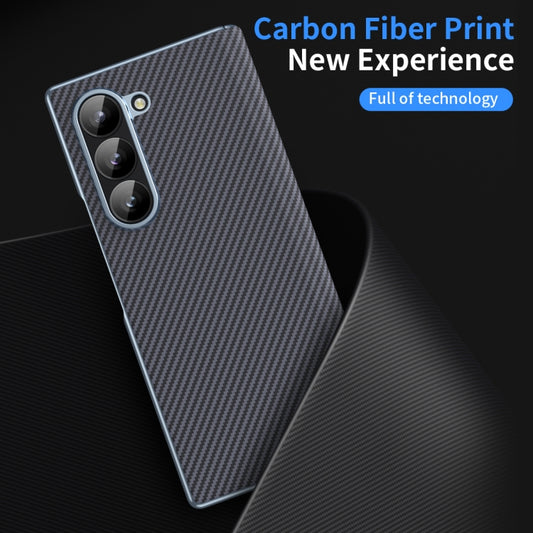 For Samsung Galaxy Z Fold6 5G Electroplated Carbon Fiber Pattern Folding Phone Case with Hinge(Grey) - Galaxy Z Fold6 5G Cases by buy2fix | Online Shopping UK | buy2fix