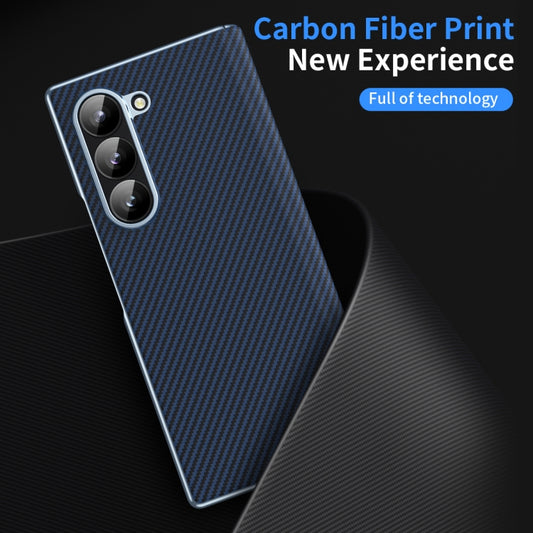 For Samsung Galaxy Z Fold6 5G Electroplated Carbon Fiber Pattern Folding Phone Case with Hinge(Blue) - Galaxy Z Fold6 5G Cases by buy2fix | Online Shopping UK | buy2fix