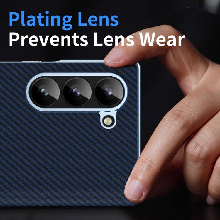 For Samsung Galaxy Z Fold6 5G Electroplated Carbon Fiber Pattern Folding Phone Case with Hinge(Blue) - Galaxy Z Fold6 5G Cases by buy2fix | Online Shopping UK | buy2fix