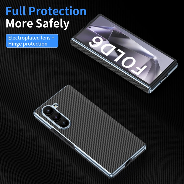 For Samsung Galaxy Z Fold5 5G Electroplated Carbon Fiber Pattern Folding Phone Case with Hinge(Black) - Galaxy Z Fold5 Cases by buy2fix | Online Shopping UK | buy2fix
