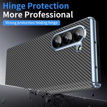 For Samsung Galaxy Z Fold5 5G Electroplated Carbon Fiber Pattern Folding Phone Case with Hinge(Black) - Galaxy Z Fold5 Cases by buy2fix | Online Shopping UK | buy2fix
