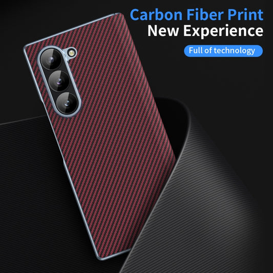 For Samsung Galaxy Z Fold5 5G Electroplated Carbon Fiber Pattern Folding Phone Case with Hinge(Red) - Galaxy Z Fold5 Cases by buy2fix | Online Shopping UK | buy2fix