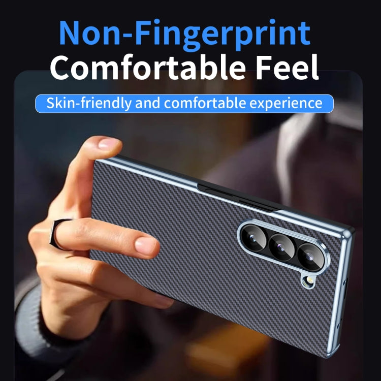 For Samsung Galaxy Z Fold5 5G Electroplated Carbon Fiber Pattern Folding Phone Case with Hinge(Grey) - Galaxy Z Fold5 Cases by buy2fix | Online Shopping UK | buy2fix