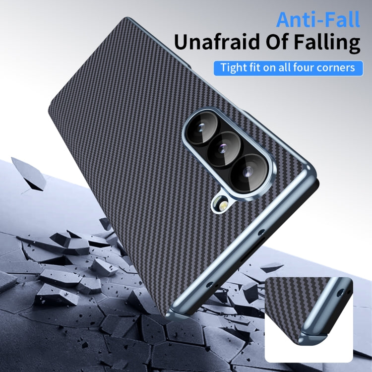 For Samsung Galaxy Z Fold5 5G Electroplated Carbon Fiber Pattern Folding Phone Case with Hinge(Grey) - Galaxy Z Fold5 Cases by buy2fix | Online Shopping UK | buy2fix