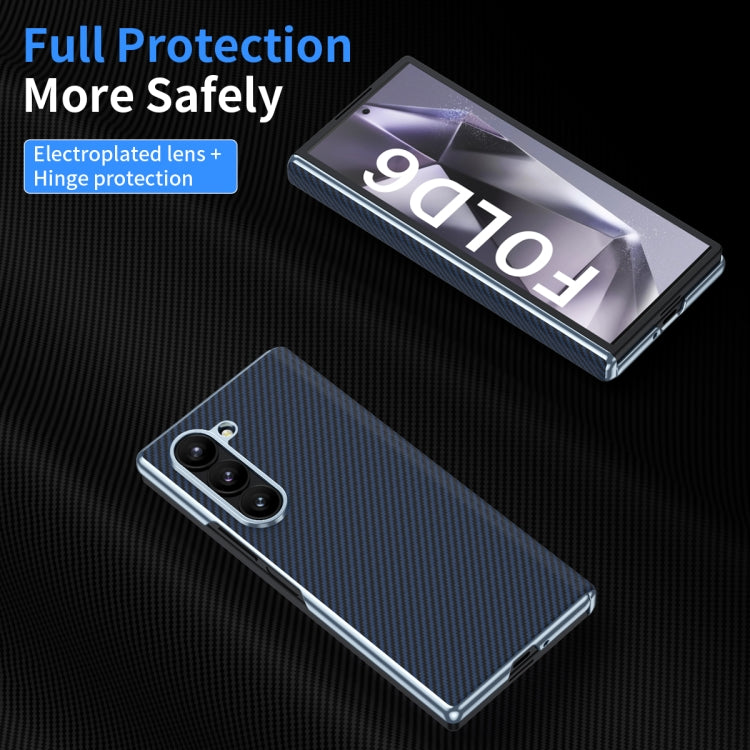 For Samsung Galaxy Z Fold5 5G Electroplated Carbon Fiber Pattern Folding Phone Case with Hinge(Blue) - Galaxy Z Fold5 Cases by buy2fix | Online Shopping UK | buy2fix