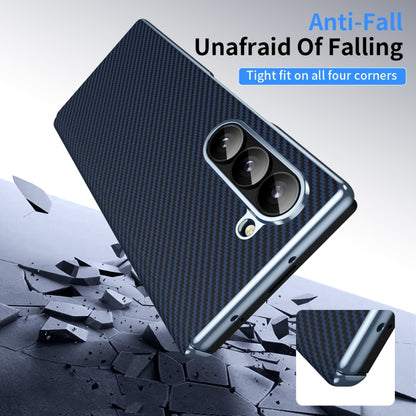 For Samsung Galaxy Z Fold5 5G Electroplated Carbon Fiber Pattern Folding Phone Case with Hinge(Blue) - Galaxy Z Fold5 Cases by buy2fix | Online Shopping UK | buy2fix