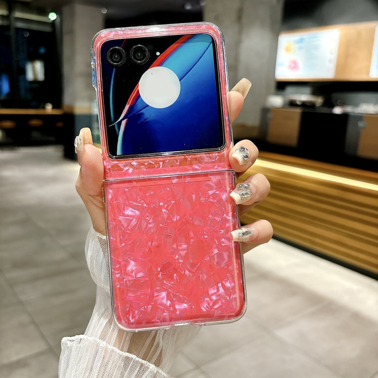 For Motorola Razr 40 Ultra Pearlescent Shell Texture Phone Case(Red) by buy2fix