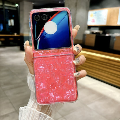 For Motorola Razr 40 Ultra Pearlescent Shell Texture Phone Case(Red) by buy2fix