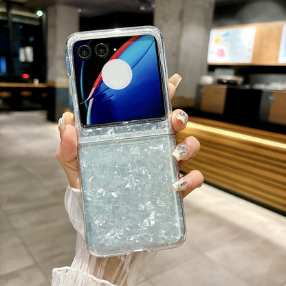 For Motorola Razr 50 Pearlescent Shell Texture Phone Case(White) by buy2fix