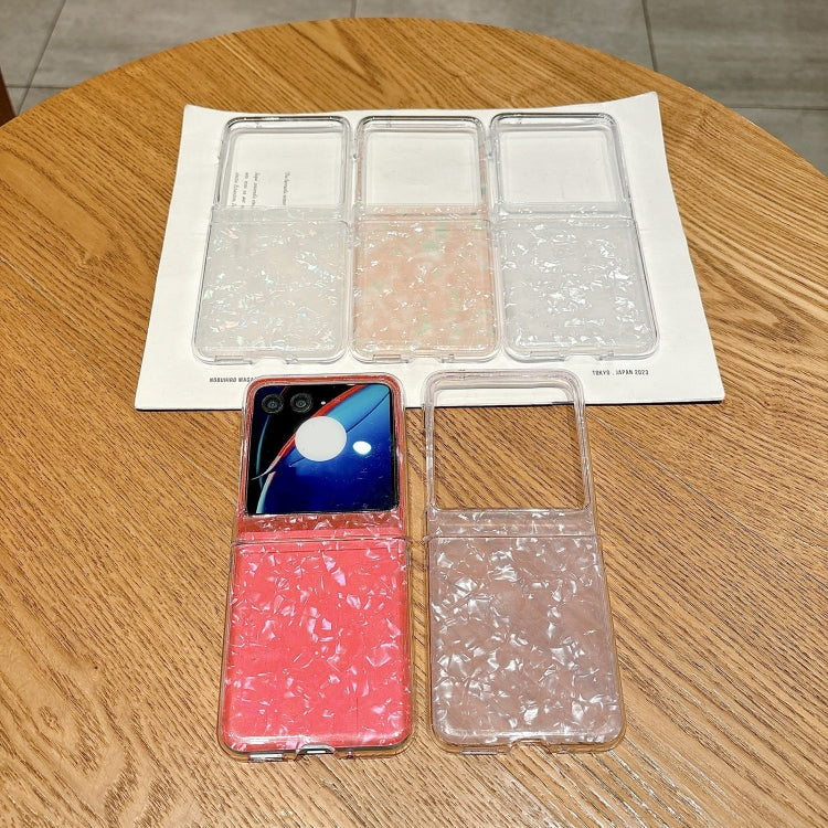 For Motorola Razr 50 Pearlescent Shell Texture Phone Case(White) by buy2fix