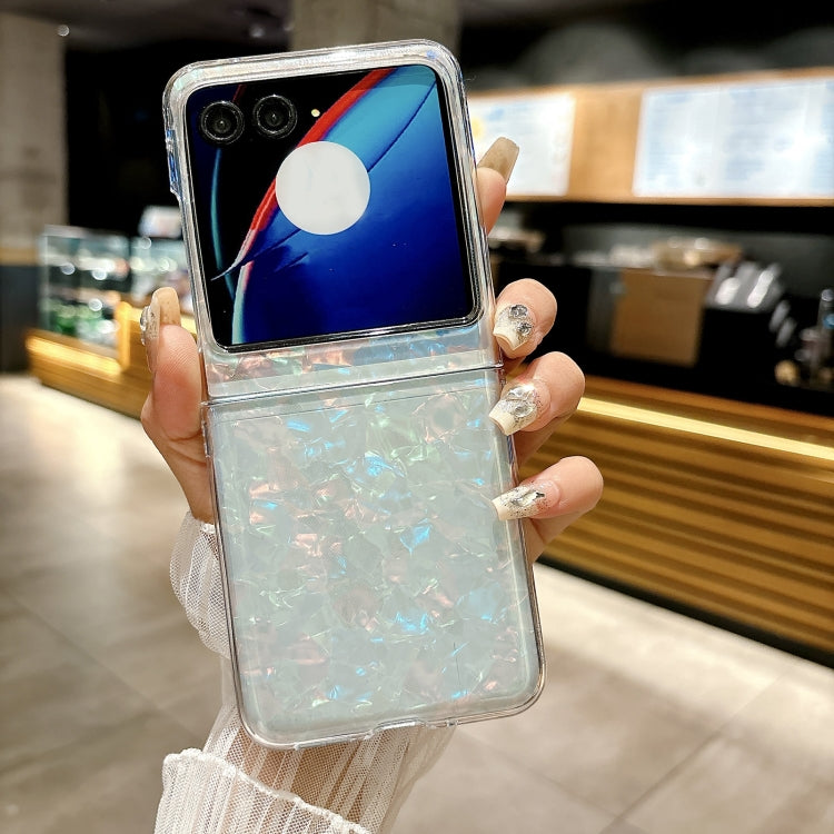 For Motorola Razr 50 Pearlescent Shell Texture Phone Case(Beige) by buy2fix