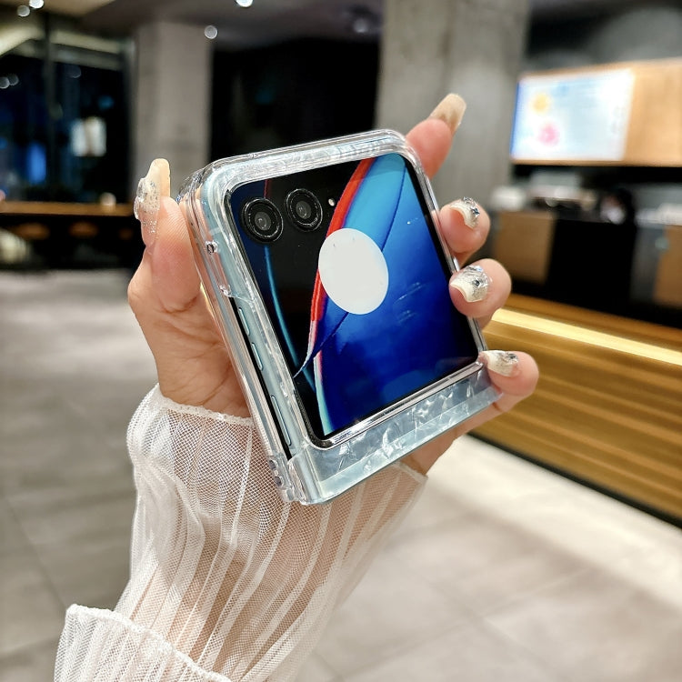 For Motorola Razr 50 Pearlescent Shell Texture Phone Case(Beige) by buy2fix