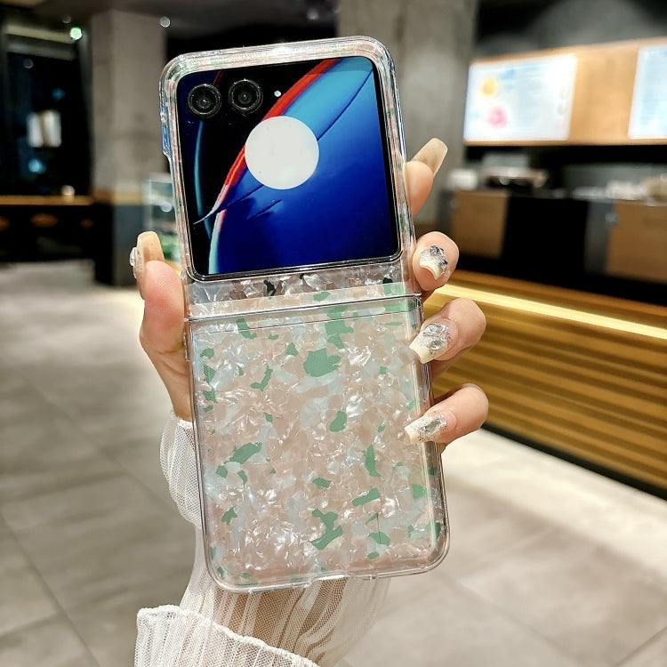 For Motorola Razr 50 Pearlescent Shell Texture Phone Case(Pink Green) by buy2fix