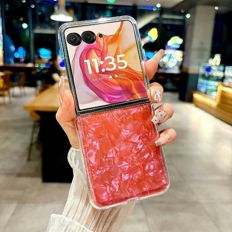 For Motorola Razr 50 Ultra Pearlescent Shell Texture Phone Case(Red) by buy2fix