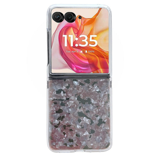 For Motorola Razr 50 Ultra Pearlescent Shell Texture Phone Case(Pink Green) by buy2fix